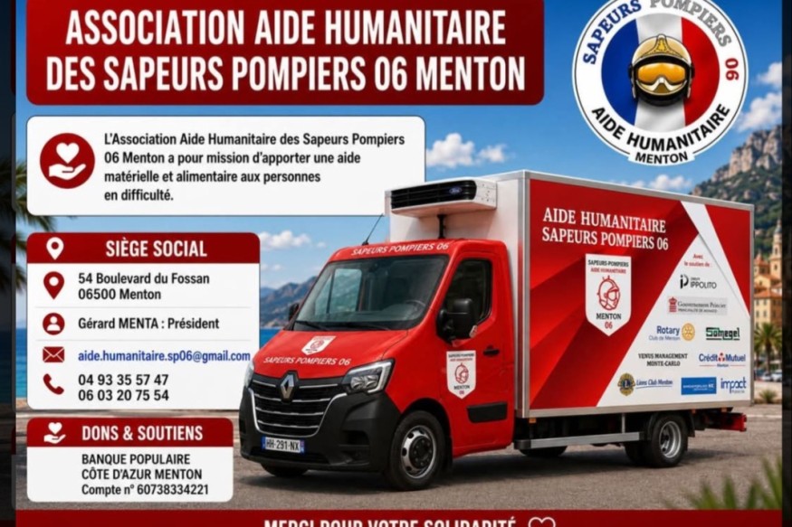 Un nouveau camion pour l’Aide Humanitaire des Pompiers de Menton